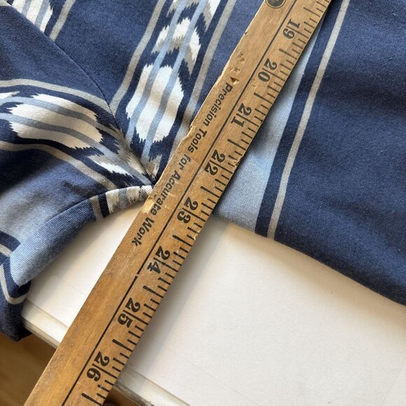 Roper Mens XL Western Shirt Aztec Pattern 100% Cotton Vtg Tall Blue White - Picture 5 of 8